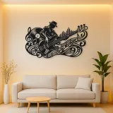 Bass Guitar Rhythm Metal Wall Art | Music Room Wall Decor
