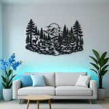 Deer in the Pines Metal Wall Art | Wildlife Silhouette Decor