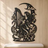 Harp Moon Curve Metal Wall Art | Music Room Wall Decor - lifestyle view 5