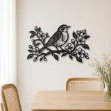 Robin Spring Branch Metal Wall Art | Wildlife Silhouette Decor - lifestyle view 4