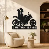 Personalized Modern Motorcycle Couple Metal Wall Art - lifestyle view 5