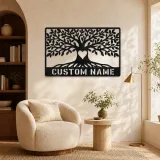 Personalized Leafy Tree Metal Wall Art with Heart - lifestyle view 5