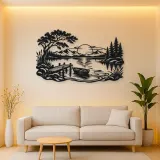 Calm Lake Ripples Metal Wall Art | Nature Silhouette Decor