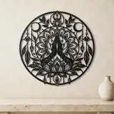 Meditation Hands Lotus Metal Wall Art | Movement Silhouette Decor - lifestyle view 3