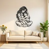 Mother Son Cuddle Metal Wall Art | Family Silhouette Decor