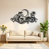 Crescent Moon Tide Metal Wall Art | Coastal and Nautical Wall Decor