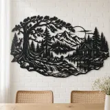 Forest Cabin Retreat Metal Wall Art | Nature Silhouette Decor - lifestyle view 4