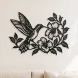 Kolibri-Blüten Metall-Wandkunst | Tierwelt Silhouette Deko
