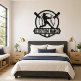 Personalized Baseball Batter Crossed Bats Metal Wall Art - lifestyle view 2