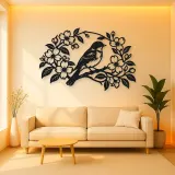 Bluebird Floral Arch Metal Wall Art | Wildlife Silhouette Decor