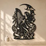 Harp Moon Curve Metal Wall Art | Music Room Wall Decor - lifestyle view 3