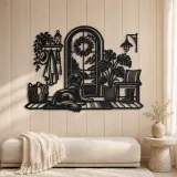 Dog by the Door Metal Wall Art | Pet Lover Silhouette Decor - lifestyle view 5