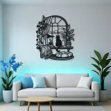 Cat on Windowsill Metal Wall Art | Pet Lover Silhouette Decor
