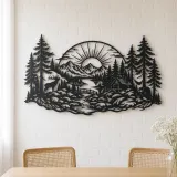 Forest Sun Arc Metal Wall Art | Nature Silhouette Decor - lifestyle view 4