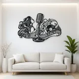Microphone Melody Metal Wall Art | Music Room Wall Decor