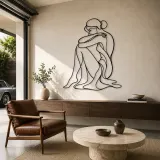 Décoration murale en métal "Étreinte de genoux assise" | Décor mural Figure Féminine