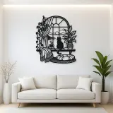 Cat on Windowsill Metal Wall Art | Pet Lover Silhouette Decor