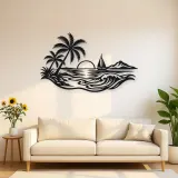 Beach Palm Horizon Metal Wall Art | Coastal and Nautical Wall Decor