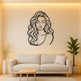 Wavy Hair Beauty Metal Wall Art | Minimalist Woman Line Art