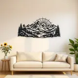 Mountain Sunrise Arc Metal Wall Art | Nature Silhouette Decor