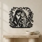 Two Cats in Love Metal Wall Art | Pet Lover Silhouette Decor - lifestyle view 3