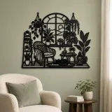 Window Plant Garden Metal Wall Art | Botanical Metal Wall Decor - lifestyle view 2
