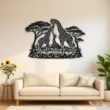 Giraffe Family Metal Wall Art | Wildlife Silhouette Decor