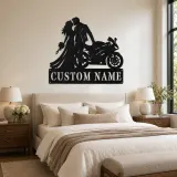 Personalized Biker Wedding Motorcycle Metal Wall Art - lifestyle view 2