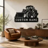 Décoration murale en métal personnalisée avec chargeur sur roues large et godet bas