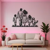 Family with Dog Metal Wall Art | Pet Lover Silhouette Decor