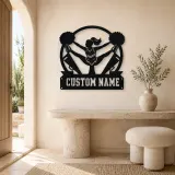 Personalized Cheerleader Metal Wall Art with Pom-Poms - lifestyle view 3