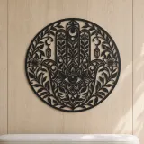 Hamsa Botanical Eye Metal Wall Art | Spiritual Boho Metal Decor - lifestyle view 5