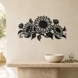 Sunflower Horizon Metal Wall Art | Botanical Metal Wall Decor - lifestyle view 3