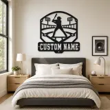 Personalized Baseball Batter Stadium Lights Metal Wall Art - lifestyle view 2