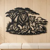 Lion Family Pride Metal Wall Art | Wildlife Silhouette Decor - lifestyle view 5