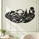 Endless Blue Horizon Metal Wall Art | Nature Silhouette Decor - lifestyle view 2
