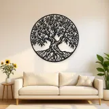 Olive Tree Circle Metal Wall Art | Botanical Metal Wall Decor