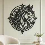 Horse Head Geometric Metal Wall Art | Equestrian Wall Decor - lifestyle view 2