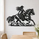 Cowgirl and Horse Metal Wall Art | Equestrian Wall Decor - lifestyle view 4