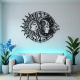 Day and Night Faces Metal Wall Art | Celestial Boho Wall Decor