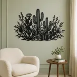 Cactus Desert Garden Metal Wall Art | Botanical Metal Wall Decor - lifestyle view 2