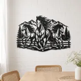 Three Horse Herd Metal Wall Art | Equestrian Wall Decor - lifestyle view 4