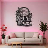Cat on Windowsill Metal Wall Art | Pet Lover Silhouette Decor