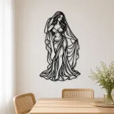Veiled Muse Metal Wall Art | Minimalist Woman Line Art - lifestyle view 4