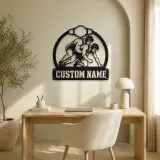 Personalized Wrestling Match Metal Wall Art with Belt Frame - lifestyle view 4
