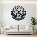Moon over Mountains Metal Wall Art | Celestial Boho Wall Decor