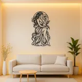 Muse with Flower Metal Wall Art | Minimalist Woman Line Art