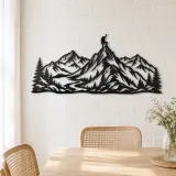 Climber Summit Moment Metal Wall Art | Nature Silhouette Decor - lifestyle view 4
