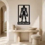 Personalized Number 12 Football Player Back View Metal Wall Art - lifestyle view 3