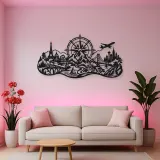 Compass Mountain Flow Metal Wall Art | Nature Silhouette Decor